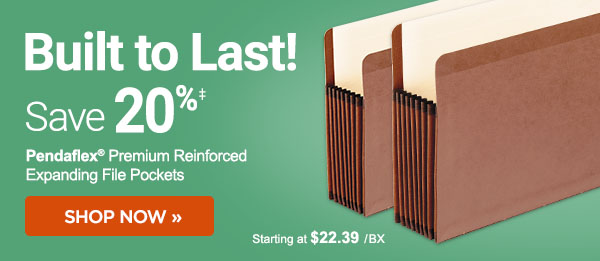 Built to Last! Save 20% on Pendaflex® Expanding File Pockets, plus get real deals on office supplies and a free Bath and Body Works® gift card.