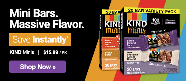 Mini Bars. Massive Flavor. Save Instantly on Kind Bars, plus get great deals on K-Cups® and supplies for breakroom clean ups.